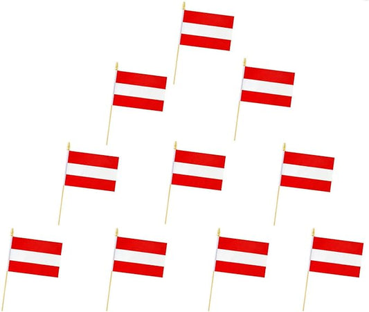 10 Pack Austria Flags -AT Handheld Flag- 5x8 in,Austrians Mini Flag. Suitable For Party Decorations, Store Displays, Bar D...