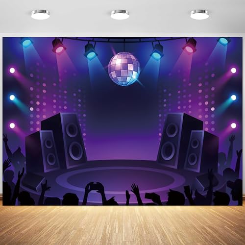 5x4ft Stage Backdrop Night Spotlight Lets Glow Neon Lights Dancing Platform Photography Background Let’s Glow Party Banner...
