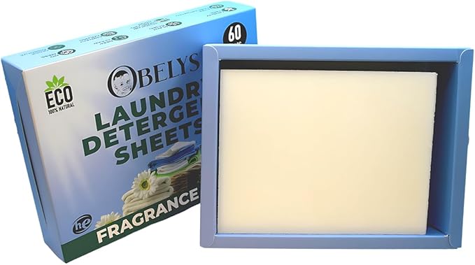 Laundry Detergent Sheets - Pre-Cut Fragrance Free Sheets for Freshness - 100% Natural Plant-Based Formula - Eco Friendly, Lightweight, Travel Ready - Up to 60 Loads in Compact Packaging