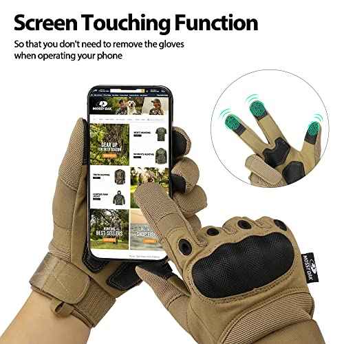 Mossy Oak Tactical Gloves for Men, Touch Screen Airsoft Gloves with Hard Knuckle for Hunting, Paintball, Hiking, Camping
