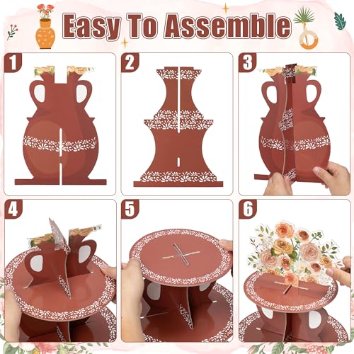 ANGOLIO De Barro Mexicanos Cupcake Stand Party Supplies - 3 Tier Mexican Flower Birthday Cupcake Tower Taco Dessert Holder...