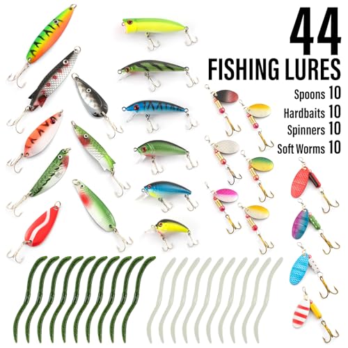 Dr.Fish Fishing Rod and Reel Combos 125-Pieces Telescopic Spinning Pole Reel Gear Equipment Set with Tackle Bag for Adult ...