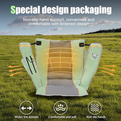XMT Premium Padded Folding Chair, Extra Wide & Heavy Duty 450lbs Capacity, Portable Camping Chair with Insulated Cooler, C...
