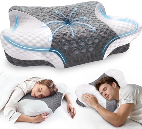 Cervical Neck Pillows with Memory Foam - Neck Pillows for Pain Relief Contour Memory Foam Pillows Ergonomic Neck Support -...