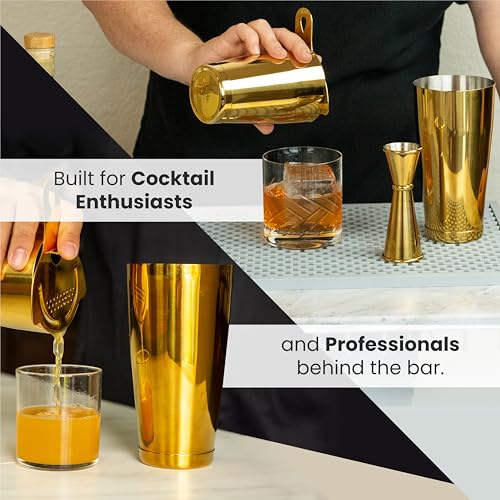 A Bar Above Professional Boston Shakers Set 18 oz Weighted and Unweighted Stainless Steel Cocktail Shaker Set for Bartende...