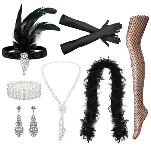 RIOSO 1920s Accessories for Women Roaring 20s Headpiece Costumes Accessories Womens Flapper 20s Gatsby Costume Outfit