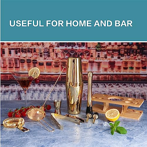 AUOXIOUYM 11-Pcs Cocktail Shaker Set Gold,Bartending Kit Stainless Steel Shakers 25oz Bar Kits for Bartender Mixing Set Ba...