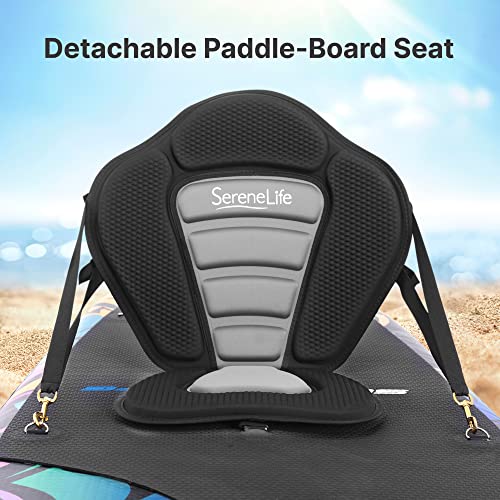 SereneLife Inflatable Stand Up Paddle Board (6 Inches Thick) with Premium SUP Accessories & Carry Bag | Wide Stance, Botto...