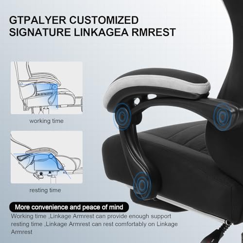 GTPLAYER Gaming Chair, Computer Office Chair with Pocket Spring Cushion, Linkage Armrests and Footrest, High Back Ergonomi...