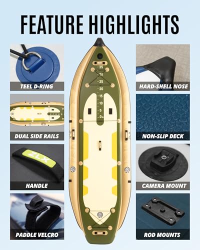 ZLX 11'6''x42'' Extra Wide Inflatable Fishing Paddle Board for Adults- Stable Non-Slip Deck Pad, Dual Reinforced Sides & Q...