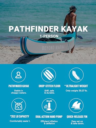 BEYOND MARINA Inflatable Kayak 1 & 2 & 3 Person Adult- Full Drop Stitch Kayak with Aluminum Paddles, Seats, Footrests, Pum...