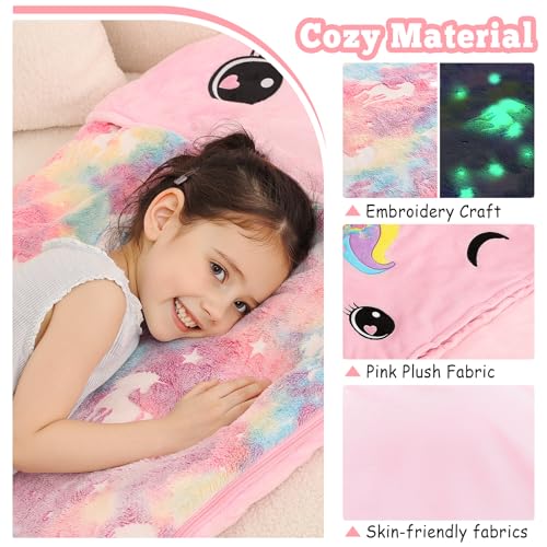 Kyerlish Kids Sleeping Bag, Plush Toddler Slumber Bag 2-in-1 Pillow, Soft Sleeping Bag, Nap Mats for Preschool,Daycare,Tra...