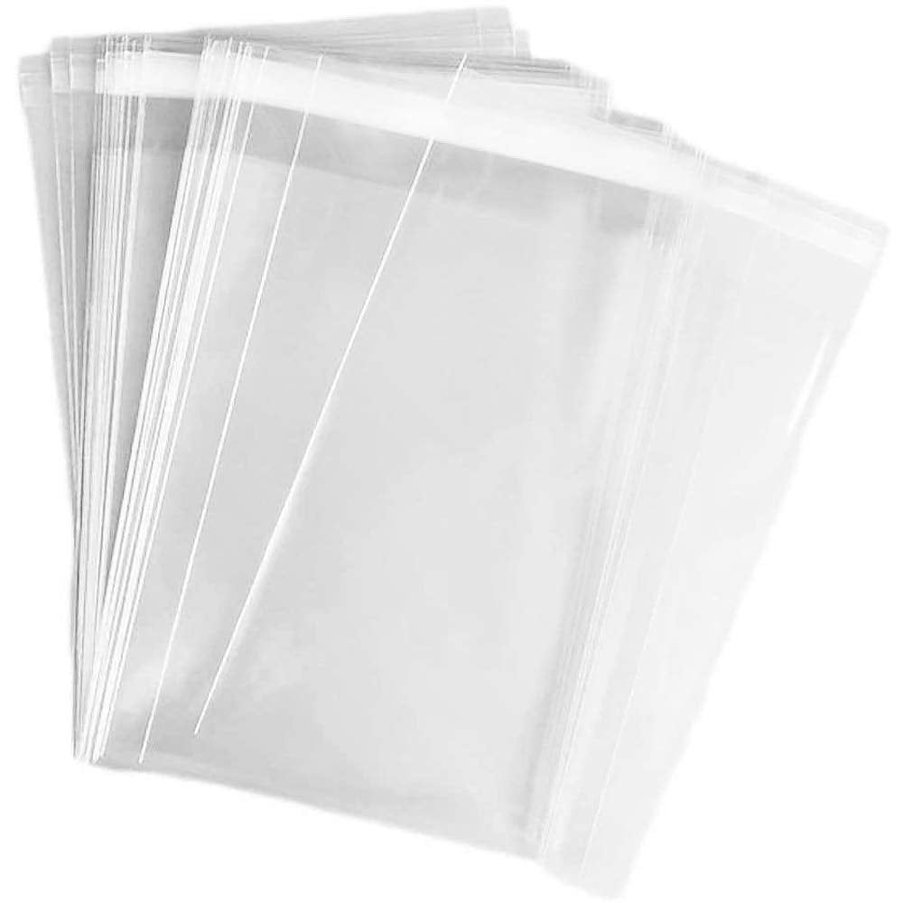 SOMIOCO 50 pcs Clear 10" x 13" Self Seal Cello Cellophane Bags Resealable Poly Bags 2.8 mils OPP Bag for Packaging Clothing, T Shirts, Party Decorative Gift
