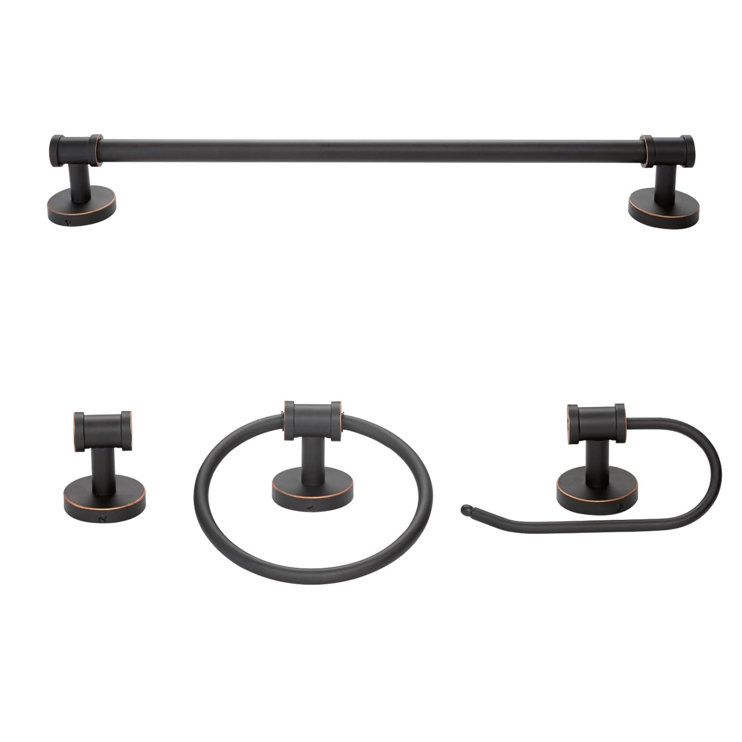 Globe Electric 51415 Camden 5-Piece All-in-One Bathroom Set, 3 Vanity Light with Seeded Glass Shades, Bar, Towel Ring, Robe Hook, Toilet Paper Holder, Bronze