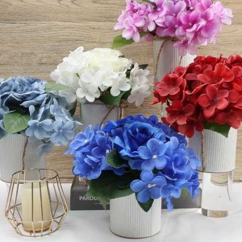 DIYDOFUN Flower Table Centerpieces - Set of 6 Floral Arrangement Artificial Wedding Hydrangeas Floral Arrangement with Rus...