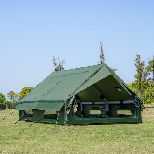WaldZimmer Inflatable Camping Tent with Hand Pump Waterproof Outdoor Blow up Tent Oxford 4 Season Air Tent Cabin House wit...