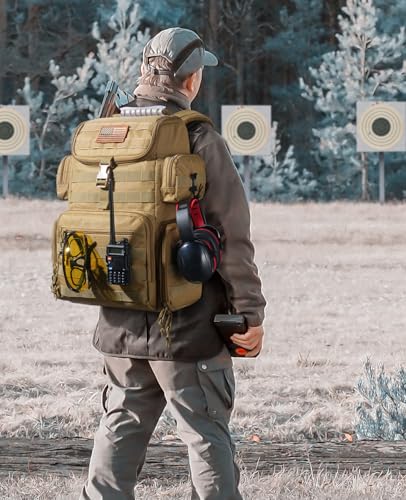 CVLIFE Tactical Range Backpack with Removable Divider, Gun Cases Bag with 4 Pistol Carrying Cases, Rucksack for Shooting (...
