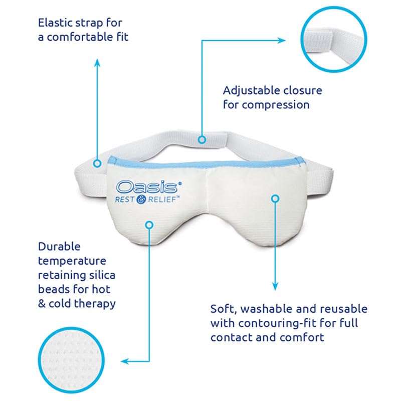 OM8000 - Oasis Rest & Relief® Hot and Cold Therapy Adjustable Eye Mask | Soothing Relief | Compress for Dry Eyes