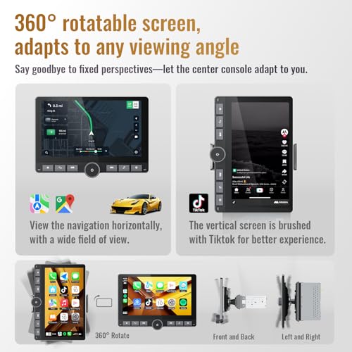 Haudio 10.1" Single Din Android Car Stereo with 360° Rotatable Touch Screen - Android 13, Wireless CarPlay & Android Auto,...