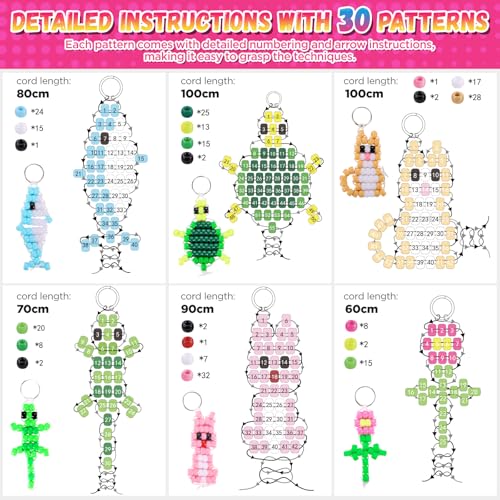 Funtopia Beads for Crafts, Pony Beads Keychain Making Kit, Bead Pets Art Crafts for Kids Beginners, Birthday Party DIY Cra...