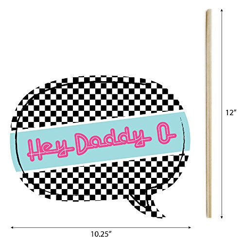 Big Dot of Happiness 1950s Sock Hop Photo Booth Props Kit, 20-Piece Retro Rock N Roll Party Accessories, 50s Vintage Style...