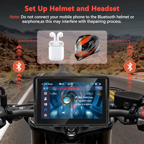 Podofo HD IPS Touch Screen Portable Wireless Apple Carplay Screen for Motorcycle & Wireless Android Auto GPS Navigation,Ca...