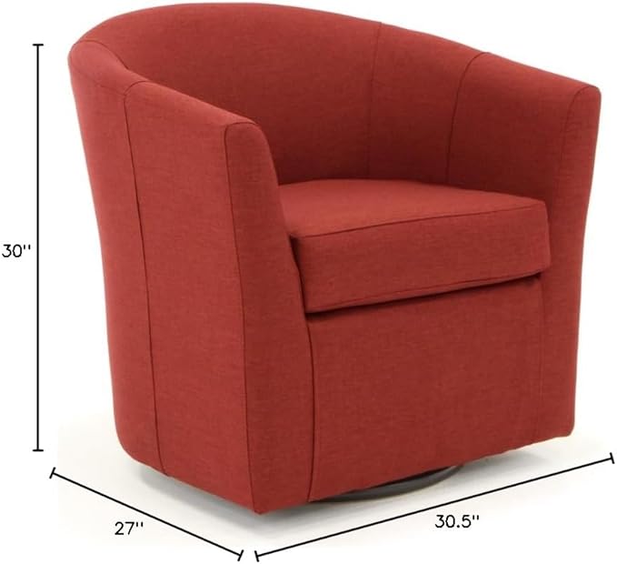 Pemberly Row 19" H Traditional Fabric Swivel Club Chair in Red