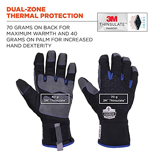 Ergodyne ProFlex 817WP Waterproof Work Gloves, Thermal Insulated, Touchscreen, Reinforced Palms Black, Medium