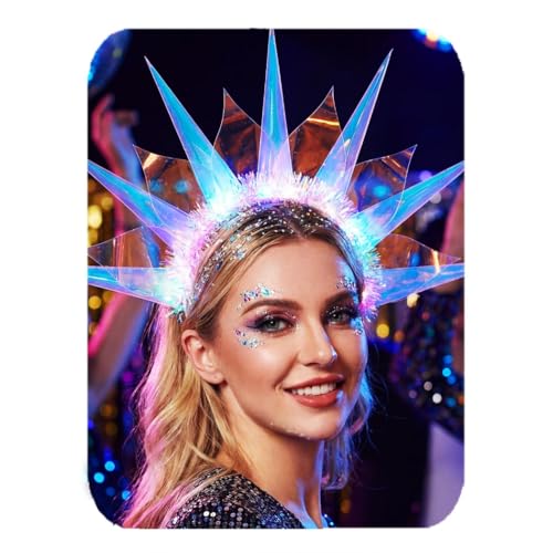 CAKURE Light Up Headband Led Crown Headbands Rave Headpiece Hair Accessories for Women