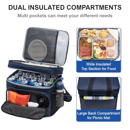 EVERFUN Small Cooler Lunch Box Mini Leak-Proof Soft Double Deck 24 Can Personal Insulated Collapsible Portable Waterproof ...