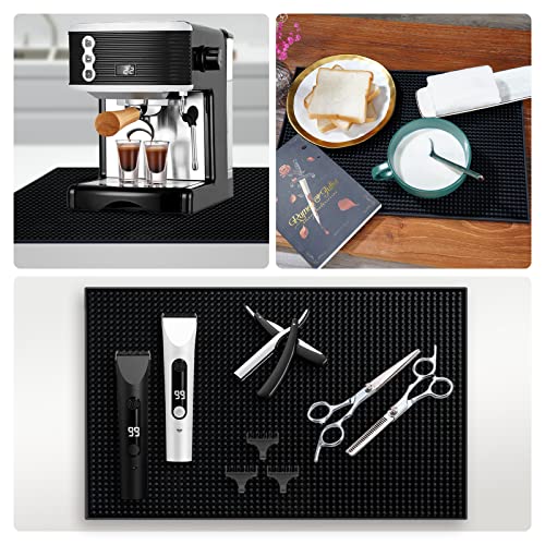 BARsics PVC Bar Service Mat for Cocktail Bartender 18x12 inches (Black)