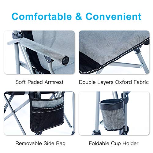 Camping Chair for Adults,Portable Folding Lawn Chair for Outside,Heavy Duty Camping Chair Support up to 330lbs,Collapsible...