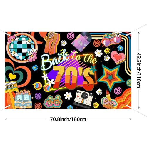 Lofaris 70s Banner - Back to The 70’s Party Decorations, Retro Disco Theme Photography Background for Birthday Party, Stud...