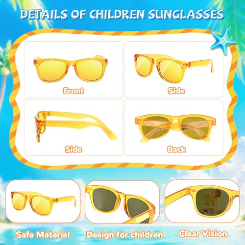 Rugort Kids Sunglasses 32 Bulk Party Favors, Toddler Boys Girls Age 3-8 Birthday Favor Summer Goodie Bags Stuffers, Neon S...