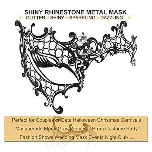 MYMENU Masquerade Mask for Couples Women Metal Rhinestone Venetian Party Evening Prom ball