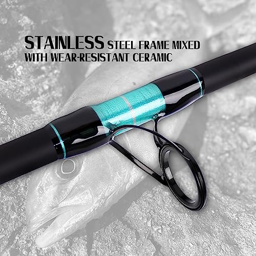 Fiblink Surf Fishing Rod Portable Travel Surf Spinning Rod 2 Piece/3 Piece/4 Piece Carbon Fiber Saltwater Fishing Rod 9'/1...