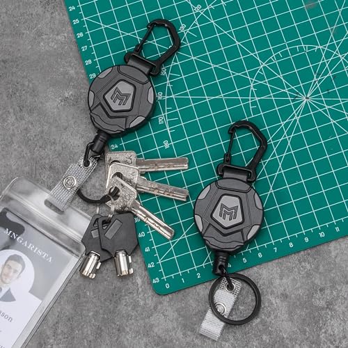 MNGARISTA 2-Pack Retractable Keychain, Heavy Duty Carabiner Badge Holder, Tactical ID Badge Reel Key Chain with 31.5” Stee...