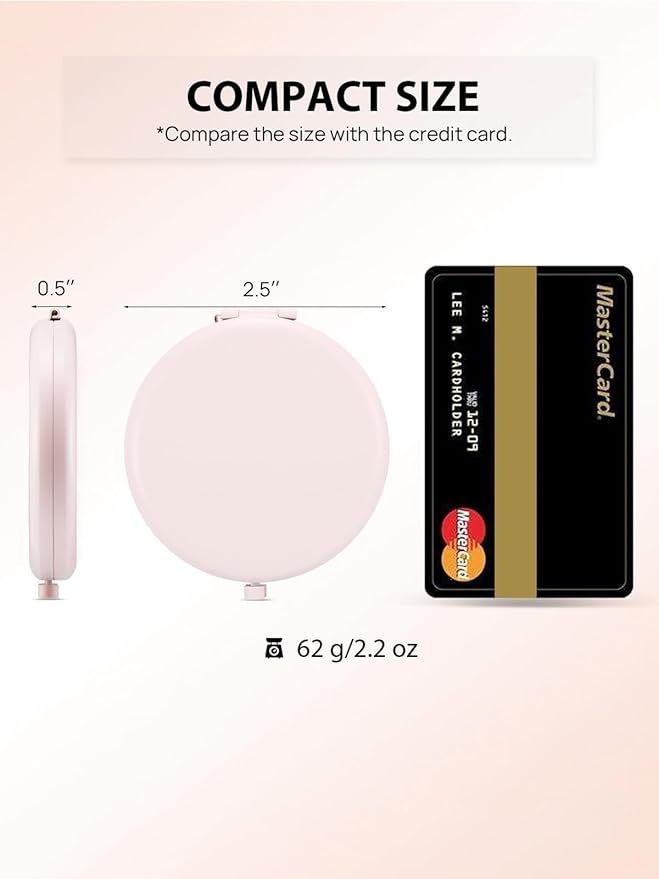 Compact Mirror for Purse, Pack of 24 Double-Sided 1X/2X Magnifying Round Metal Pocket Makeup Mirrors (Round, Pink Marshmallow)