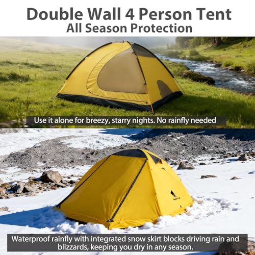 GEERTOP 4 Person 4 Season Tent for Camping Waterproof Double Layer Easy Set Up Family Tent for Camping Hiking Backpacking ...