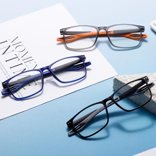 Reading Glasses for Men TR90 Sporty Design Blue Light Blocking Reader Flexible Comfortable Lightweight