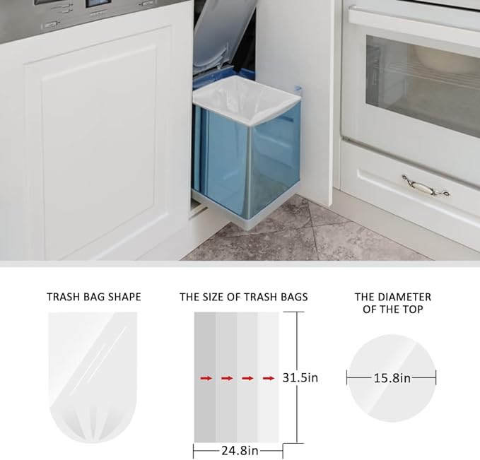 13 Gallon 80 Counts Strong Trash Bags Garbage Bags by Teivio, Bin Liners, Plastic Bags for home office kitchen, Clear