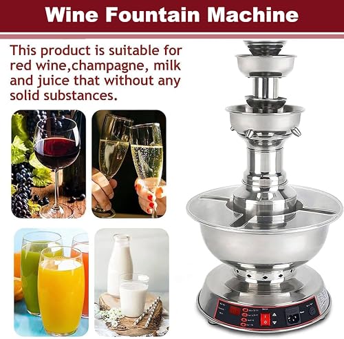 RoyceBee 3-Tier Cocktail Fountain Machine, Electric Party Fountain Drink Machine with 0-100° Temperature Adjustment and 3....