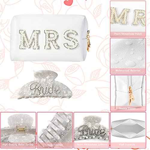 Bride To Be Gift Set - Makeup Bag, Slippers, Robe, Hair Clip - Wedding Gifts