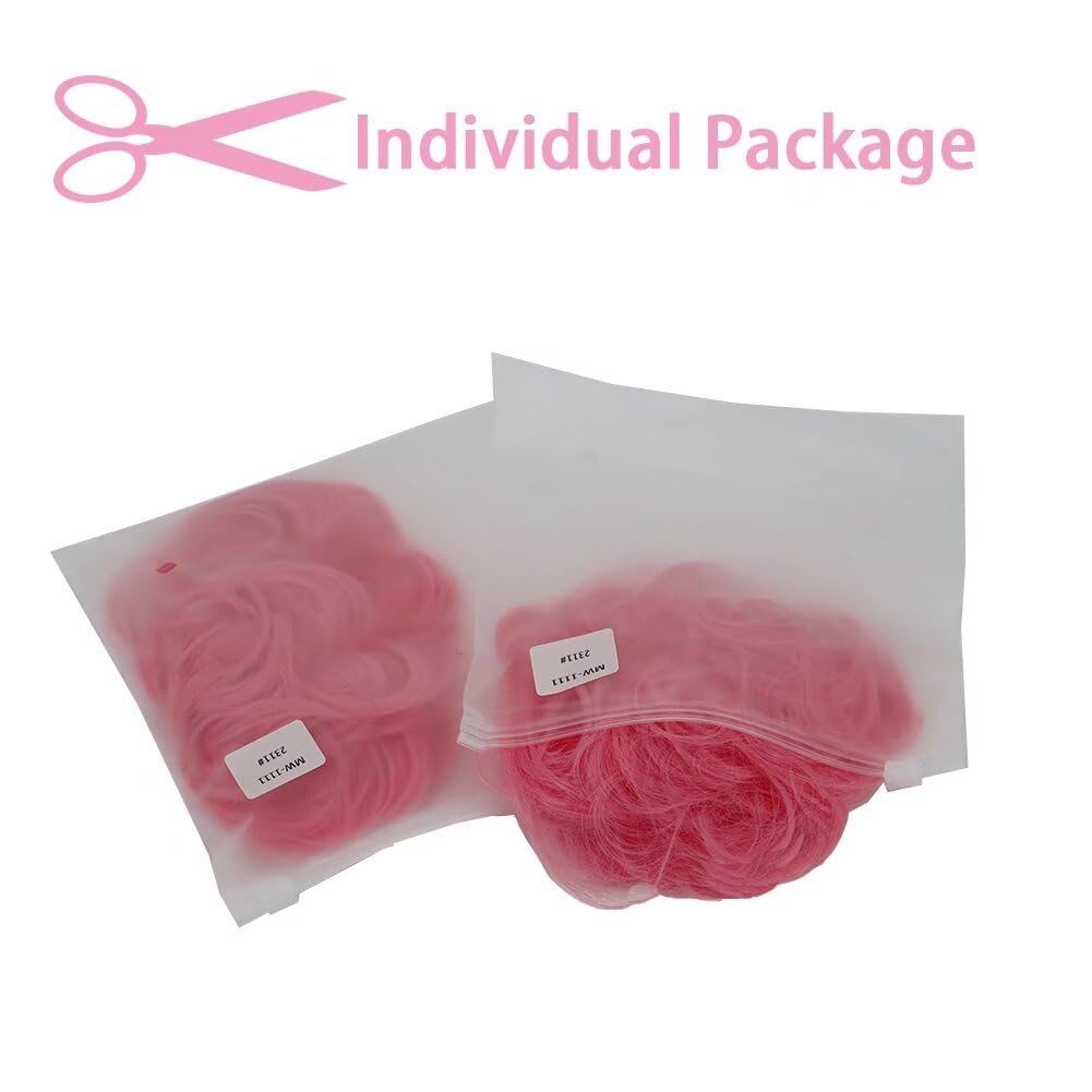 iLUU Pink Hair Bun Extensions Hairpiece Wavy Curly Messy Donut Chignons Hair Piece Wig Hairpiece Wig Hair Buns for Girl Women La