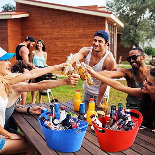 Patelai 6 Pcs Ice Buckets Bulk, Plastic Ice Buckets with Handles, Oval Storage Tub, Large Capacity Drink Tub for Party Bar...