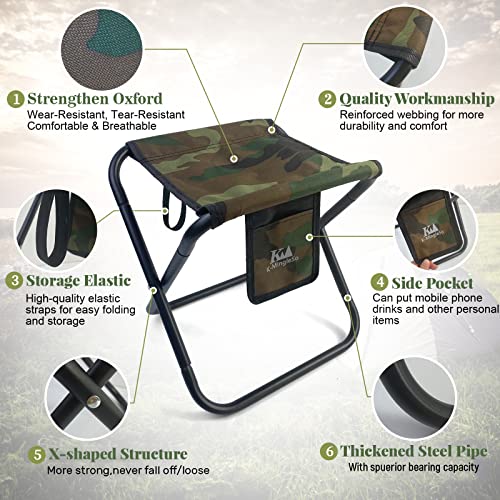 K-MingleSo Upgraded Portable Folding Stool, 13 Inch Camping Stool for Adults Fishing Hiking Gardening and Beach with Carry...