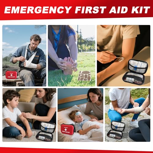 DWCHECK 160 Piece Mini First Aid Kit, Compact Waterproof Hard Shell Small Emergency Medical Kit for Travel, Car, Home, Off...