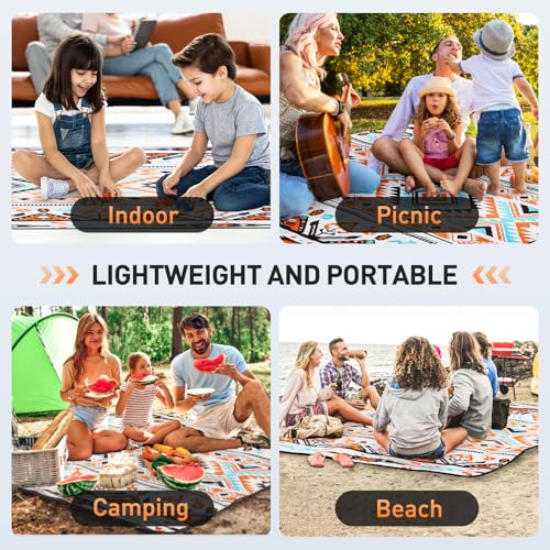 Picnic Blanket 80''x80'' Extra Large Outdoor Blanket, Waterproof Beach Blankets, Foldable Picnic Mat for Camping, Grass, P...