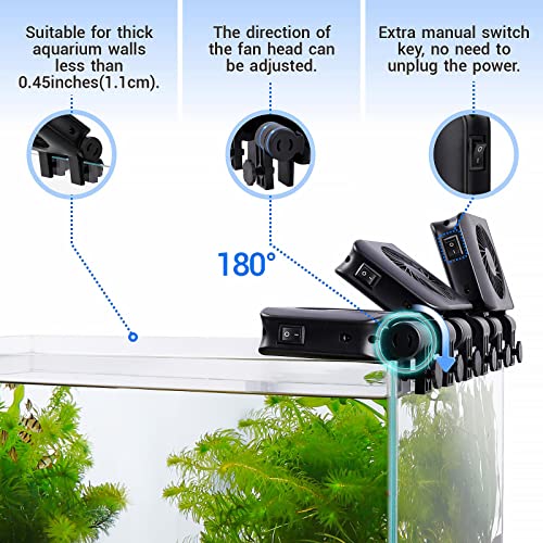 hygger Aquarium Chillers Fan, Quiet Fish Tank Cooling Fan Equipment with Adjustable Speed Controller, Suitable for Freshwa...