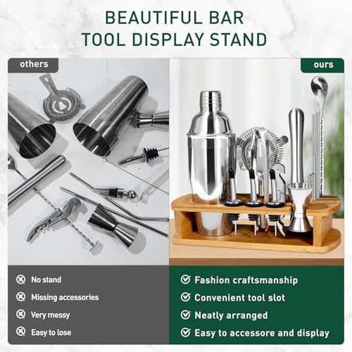 CasaCulina Cocktail Shaker Set Mixology Bartender Kit with Stand, 17 Piece Bar Tool Set: Martini Shaker, Jigger, Strainer,...